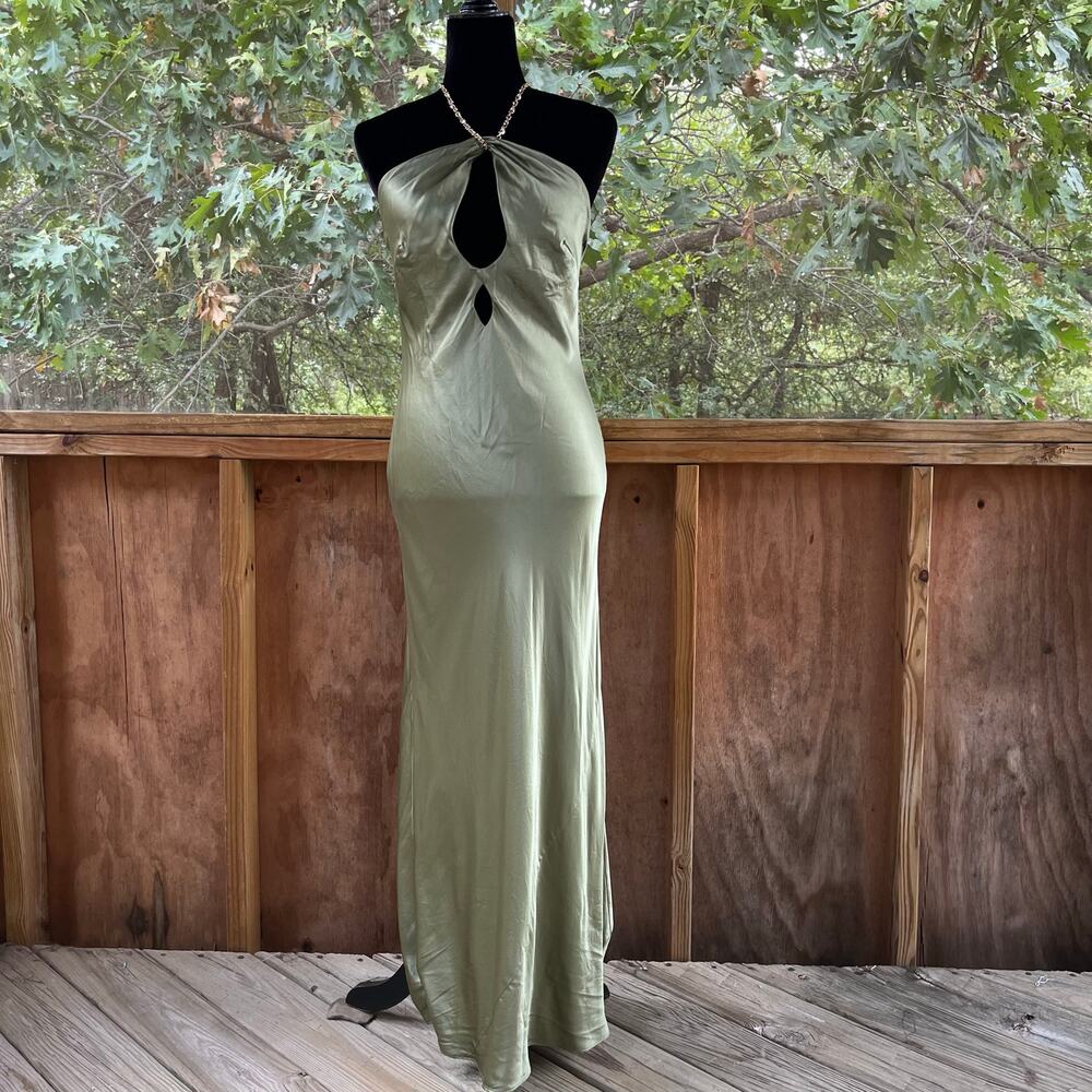 Reformation Yesenia Green 100% Silk Maxi Dress Size S - Picture 3 of 11